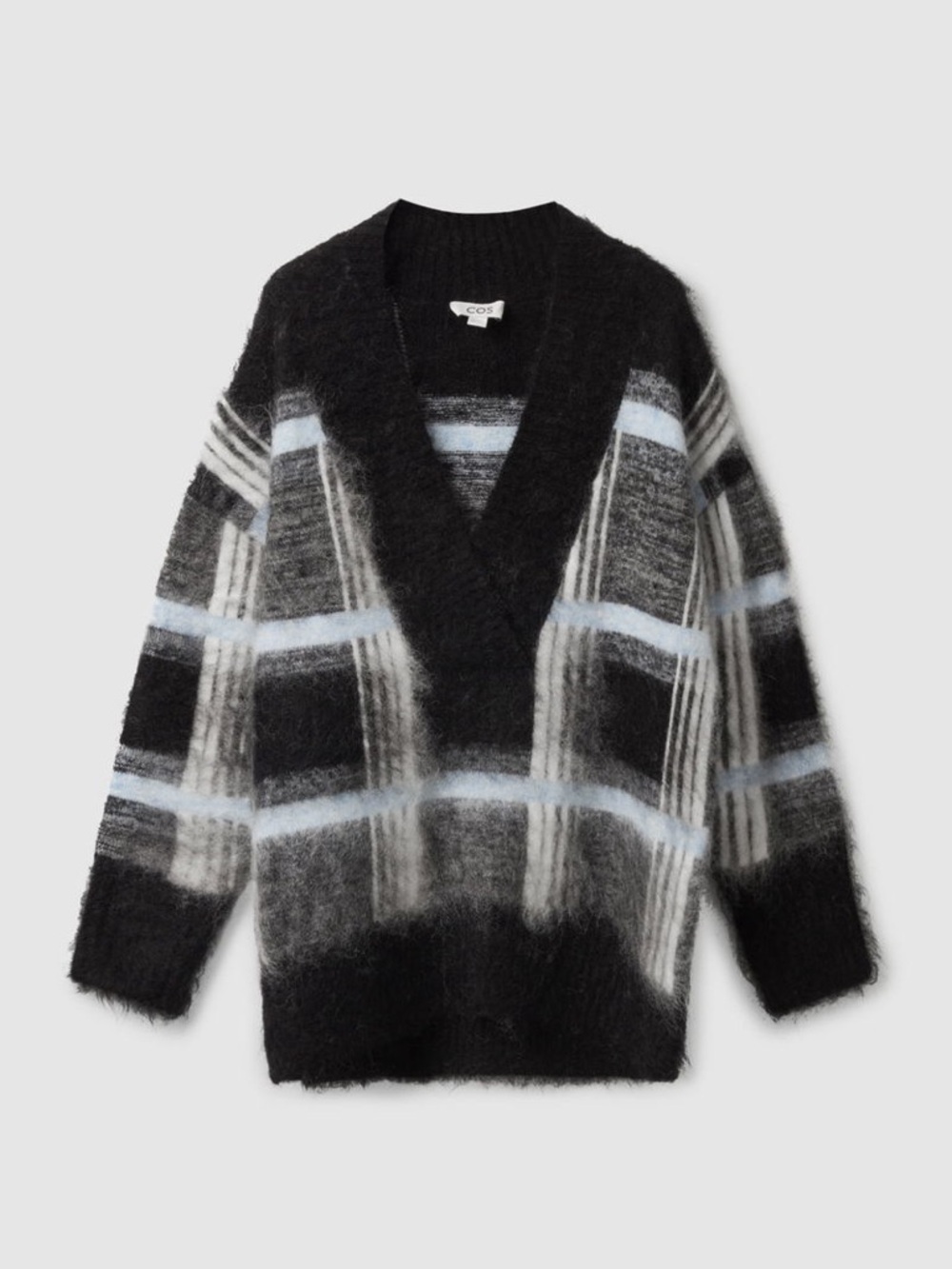 COS Oversized Checked V-Neck Jumper Size XS